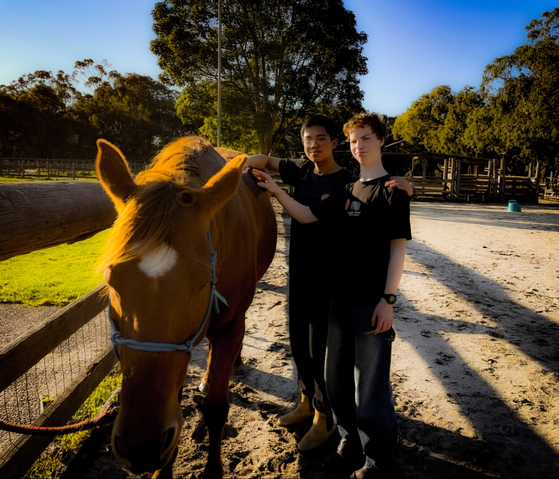 Lachlan Cheung and Nathan Elbourne together at a local horse paddock